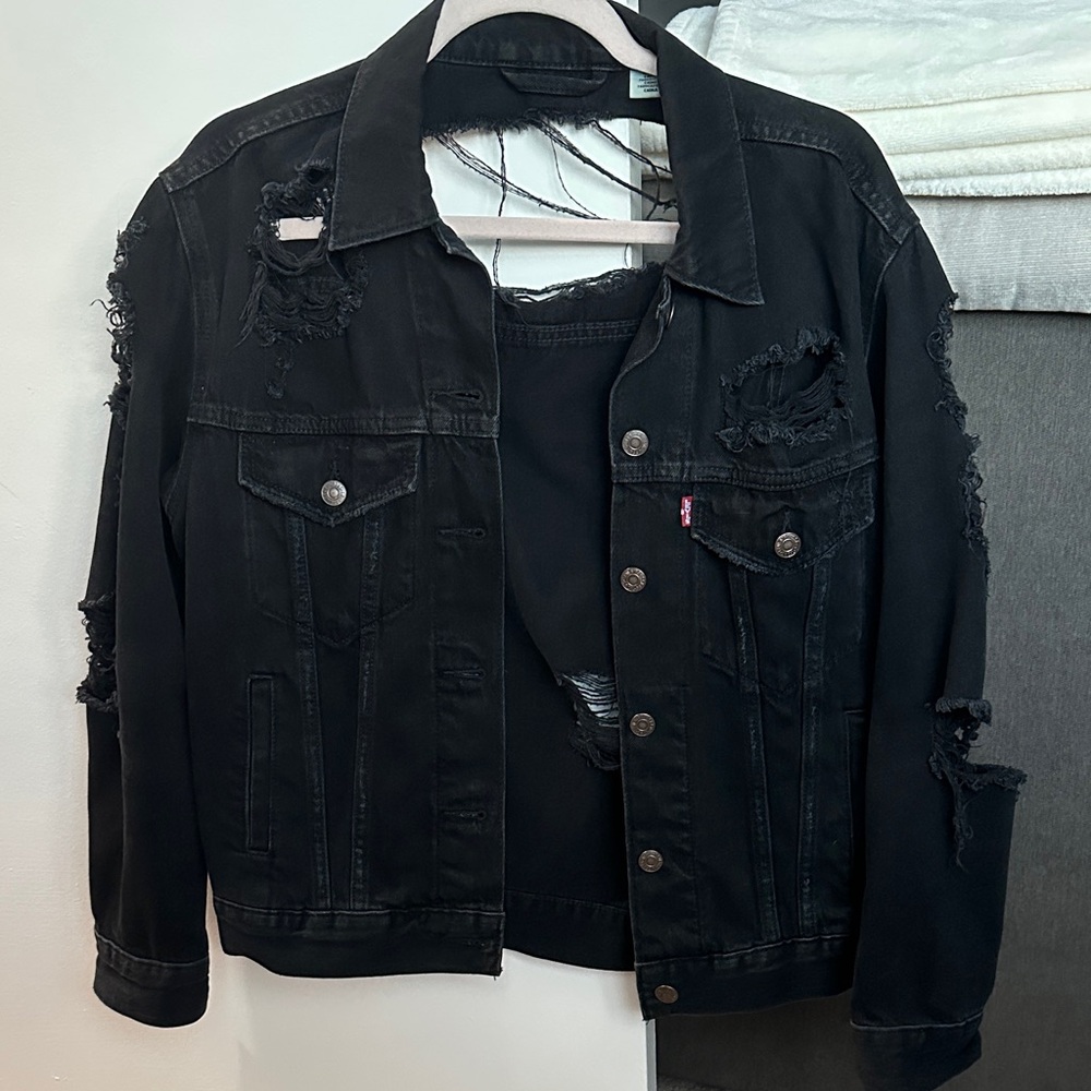 Black Distressed Denim Jacket